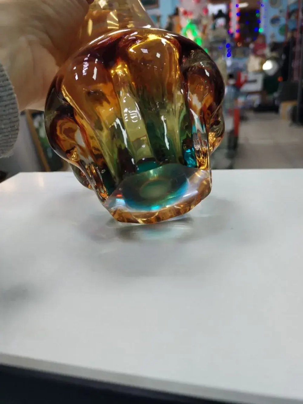 Ваза для цветов. Цветное гутное стекло.СССР.