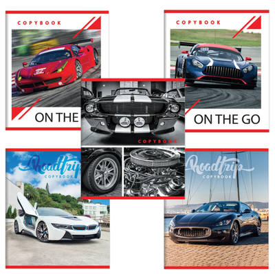 Тетрадь А5, 48 л., BRAUBERG, скоба, линия, обложка картон, СПОРТКАРЫ, 403027