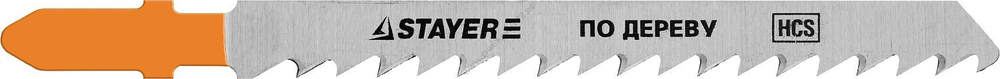 STAYER T101D, T-хвост., HCS сталь, по дереву/ДСП/ДВП, шаг зуба 4мм, (6TPI), раб. длина 75мм, 2шт, Полотна для лобзика, Professional (15990-4)