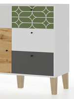 Комод МАМА 3 ящика с дверью STORY Овалы, Белый