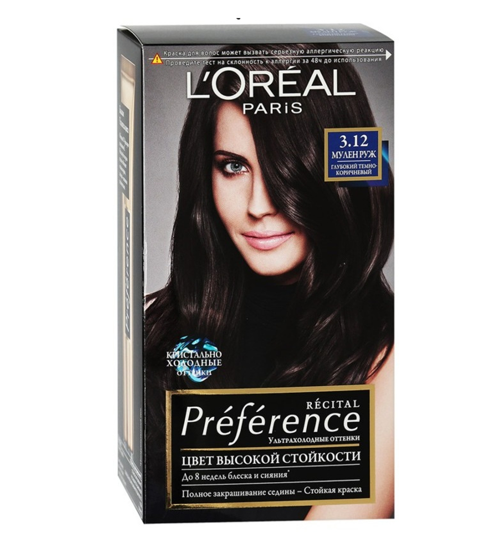 L'Oreal Paris Краска для волос Preference Recital, тон №3.12, Мулен Руж, 40мл