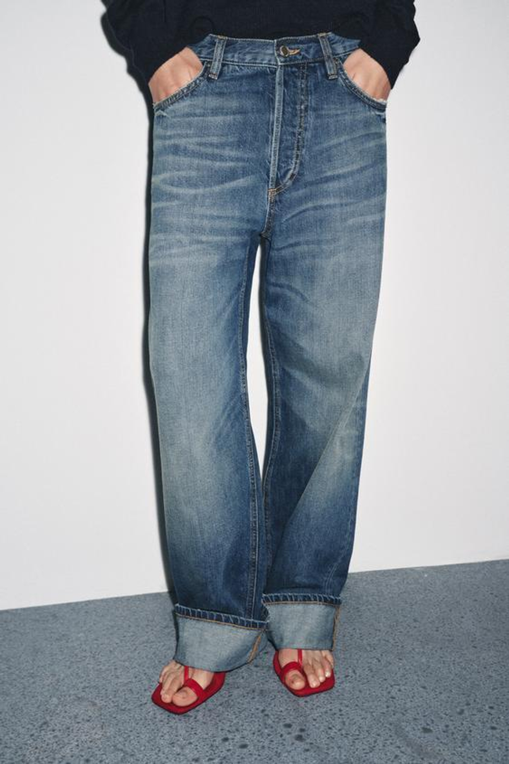 ZARA ДЖИНСЫ BAGGY С НИЗКОЙ ПОСАДКОЙ — ZW COLLECTION, СИНИЙ