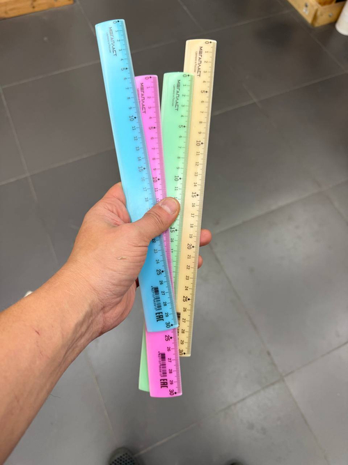 Линейка 30 см. пластиковая, 4 шт., пастельная ассорти