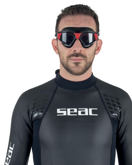 Очки-маска для плавания Seac Sonic тонированные стекла черный/красный