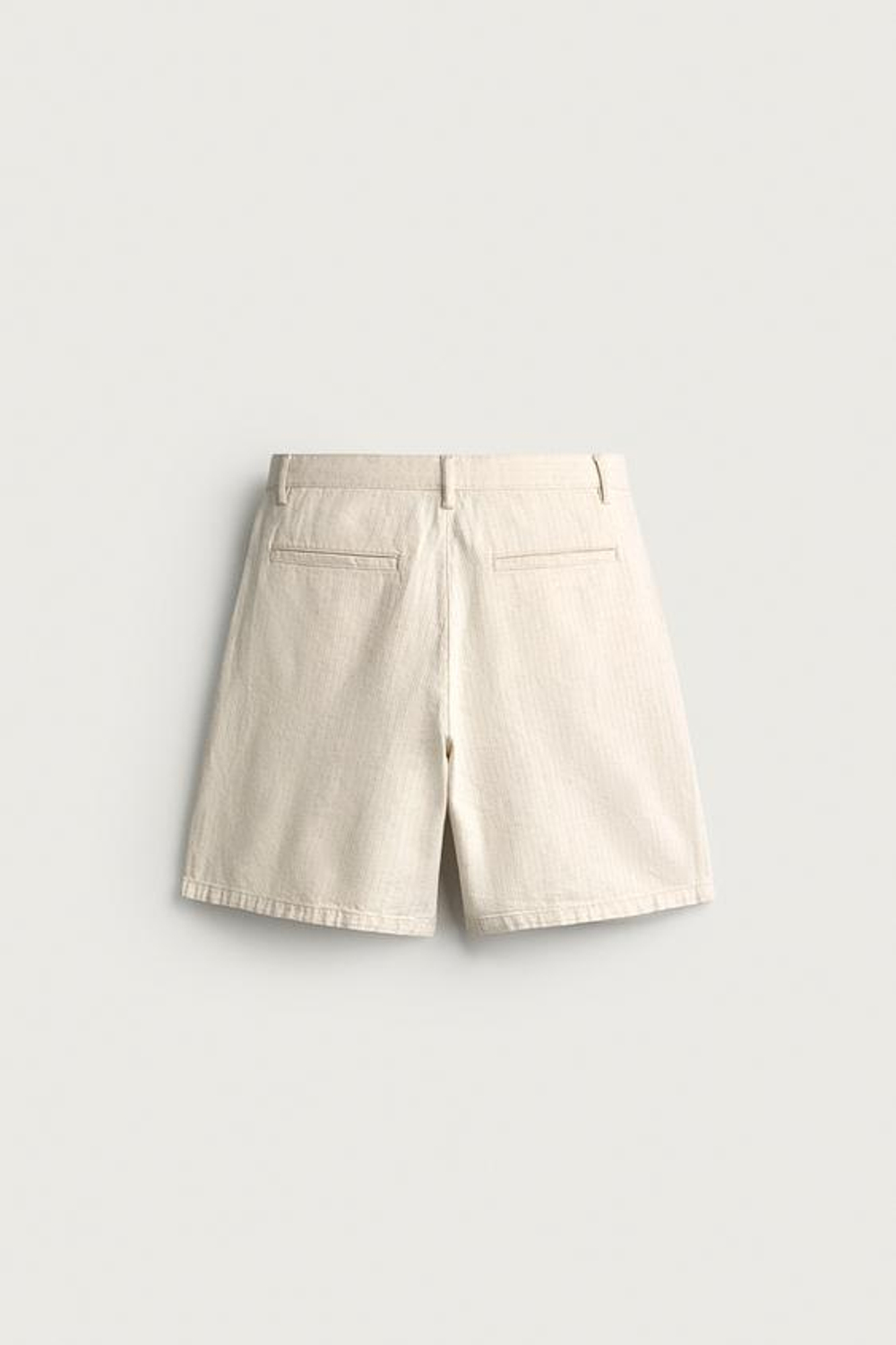 ZARA ШОРТЫ WIDE FIT В ПОЛОСКУ СО СКЛАДКАМИ, ЭКРЮ