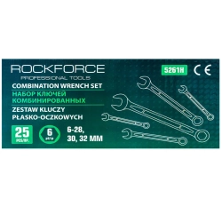 Набор ключей комбинированных 25пр. 6гр.(6-28, 30, 32мм), на полотне RockForce##Rock FORCE RF-5261H