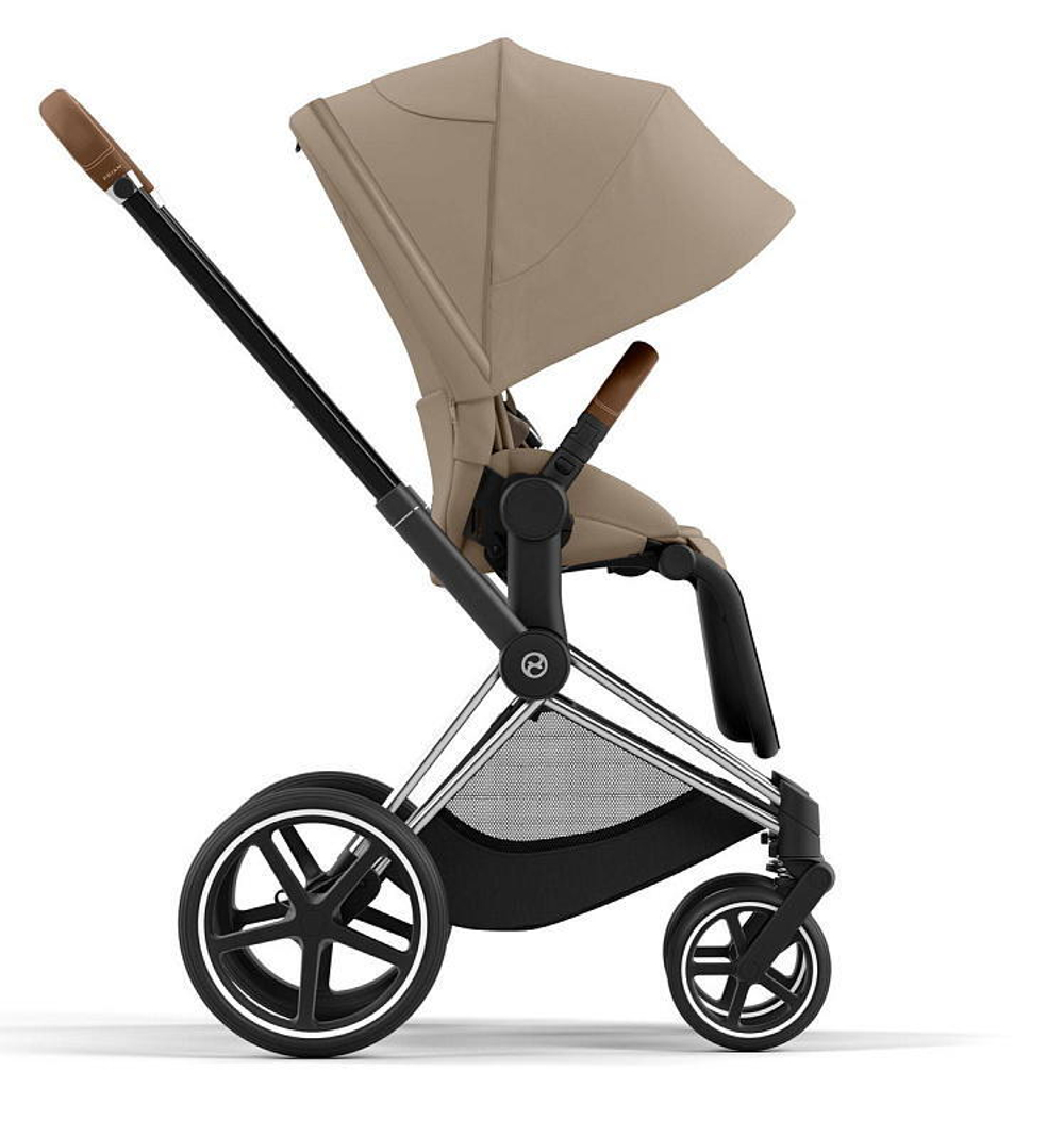 Коляска 3 в 1 Cybex Priam IV Chrome Brown complete и автокресло Cloud T i-Size Platinum White Plus Cozy Beige