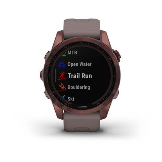 Умные часы Garmin Fenix 7S Sapphire Solar титановый темно-бронзовый с сланцево-серым силиконовым ремешком