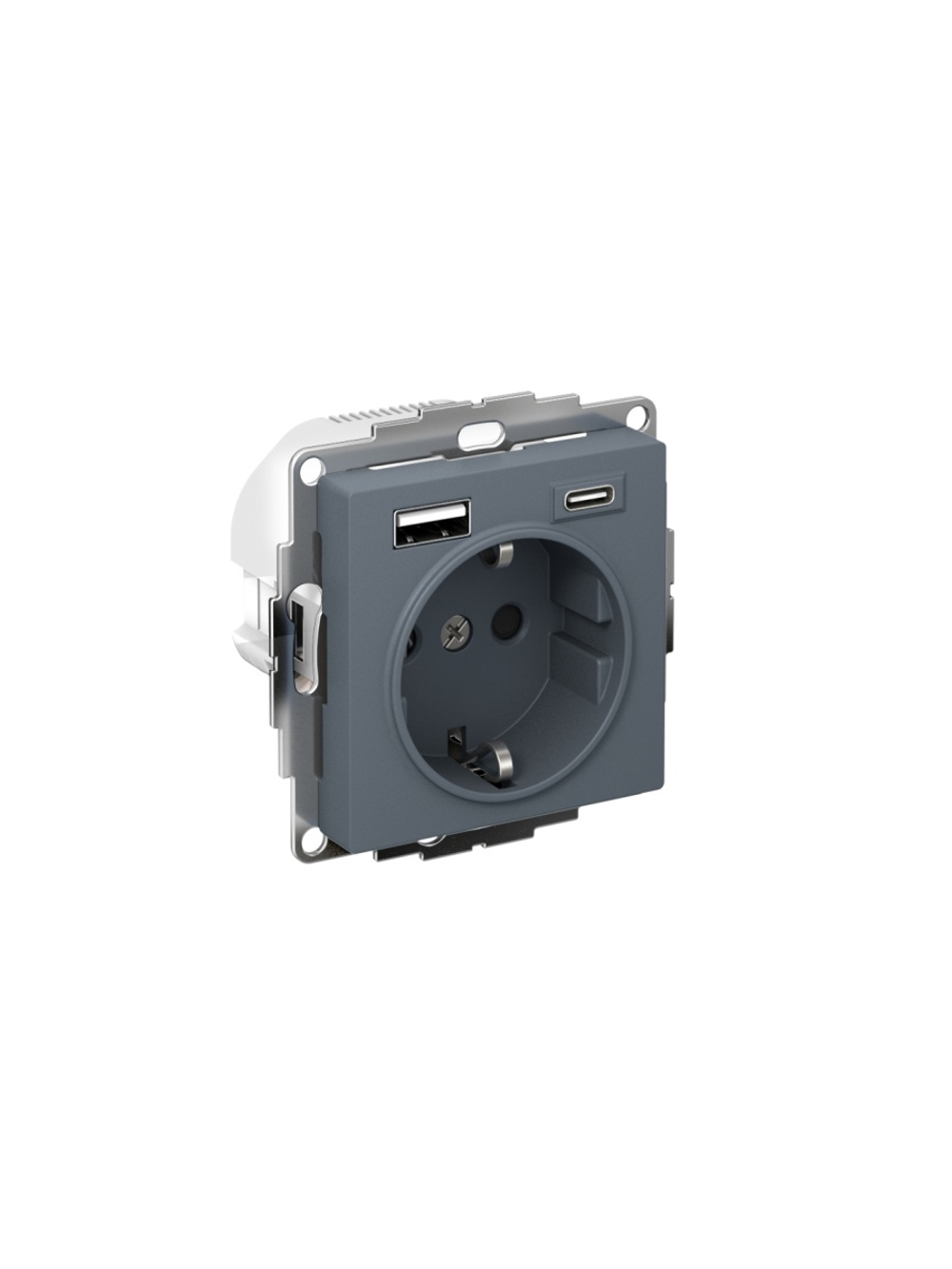 Розетка AtlasDesign 16А с 2-мя заряд. устройствами USB тип A+C 5В/2.4А 2х5В/1.2А механизм грифель SE ATN000732