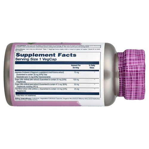 Solaray, ресвератрол, 75 мг, 60 растительных капсул