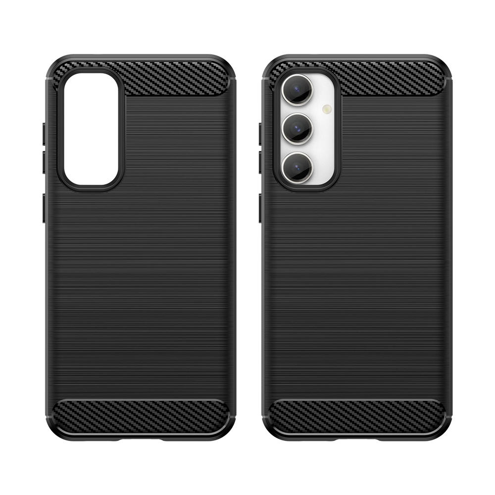 Мягкий чехол черного цвета в стиле карбон для Samsung Galaxy S23 FE, серия Carbon от Caseport