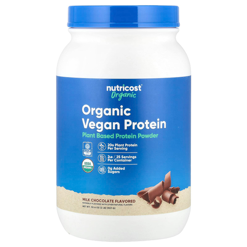 Nutricost, Органический веганский протеин, молочный шоколад, 907 г (2 фунта)