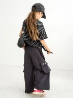 Штаны для девочки карго с карманами