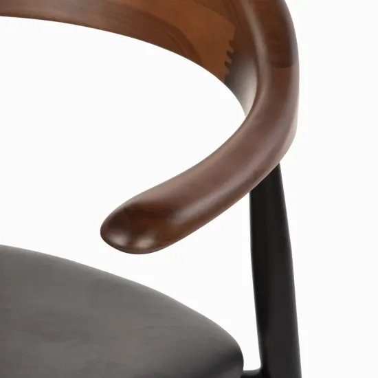 Обеденный стул Olten стальной каркас, сиденье черная экокожа, деревянная спинка