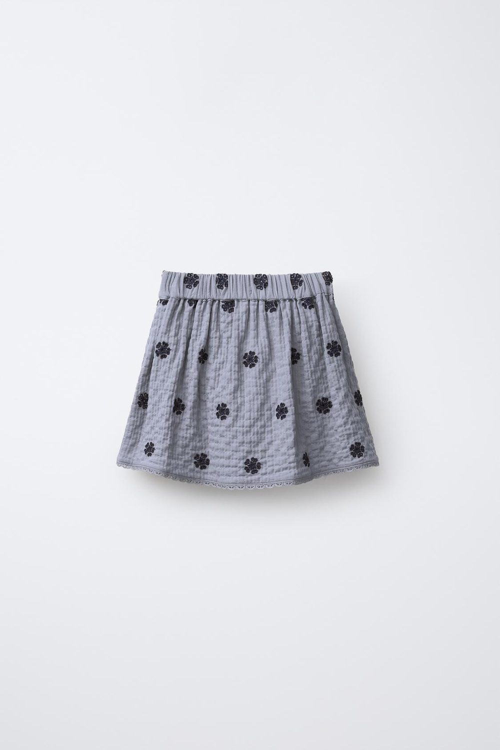 ZARA ЮБКА С ВЫШИВКОЙ, СЕРЫЙ