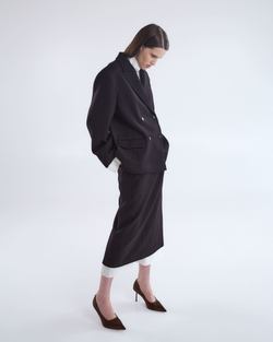 Жакет двубортный с дополнительными петлями елочка шоколад