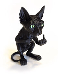 Фигурка кота, недовольный Сфинкс, 3Д печать, высота 13,5 см., черный