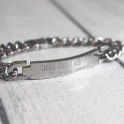 Стальной мужской браслет с гравировкой на заказ