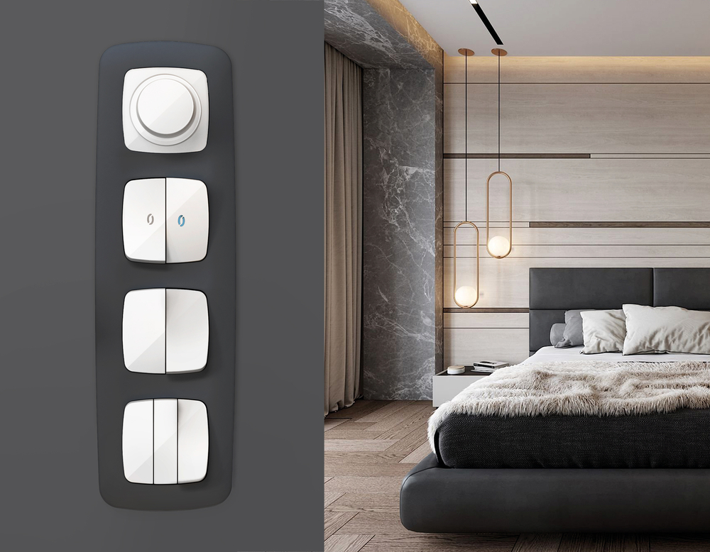 OP1050 Лицевая панель OMEGA (Белый глянец) для 3-кл выключателей QUANT