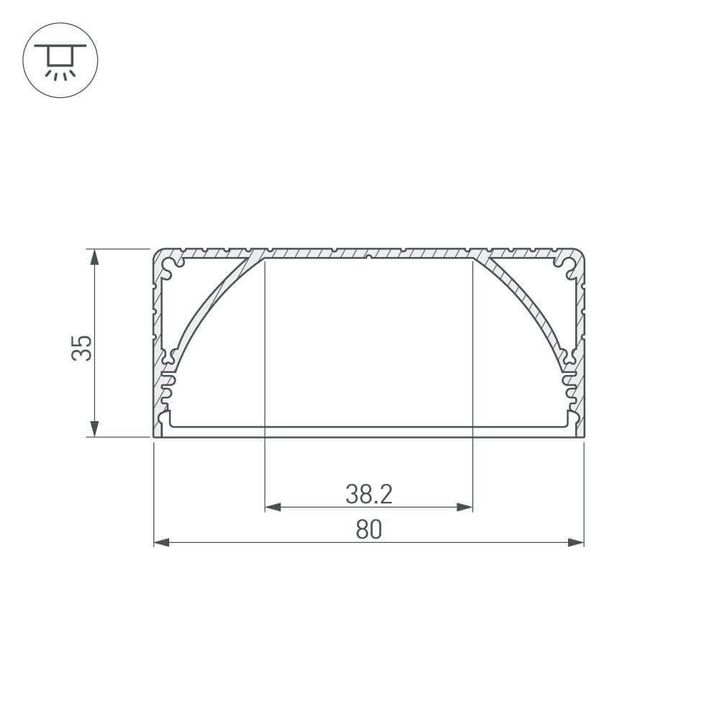 Профиль с рассеивателем Arlight ALU-POWER-W80N-2000 ANOD+FROST 019097