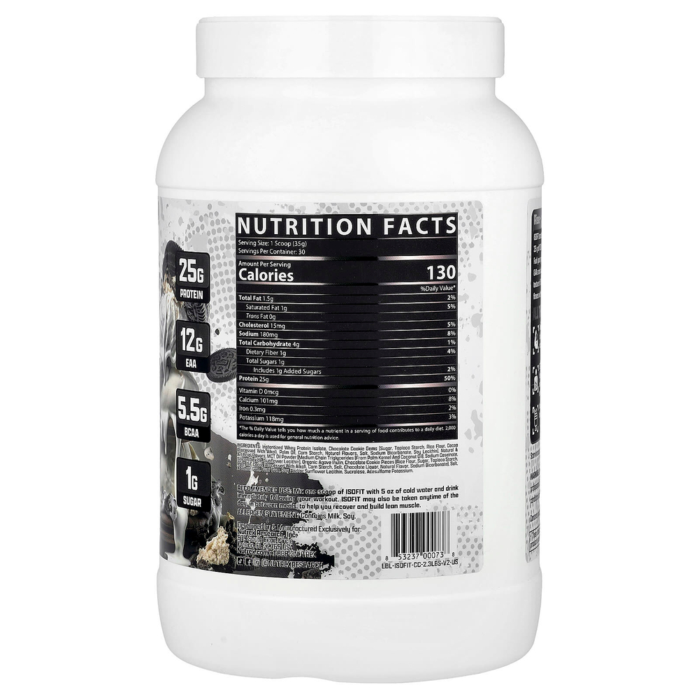 Nutrex Research, IsoFit® Protein, десертный изолят премиального качества, печенье и сливки, 1050 г (2,3 фунта)
