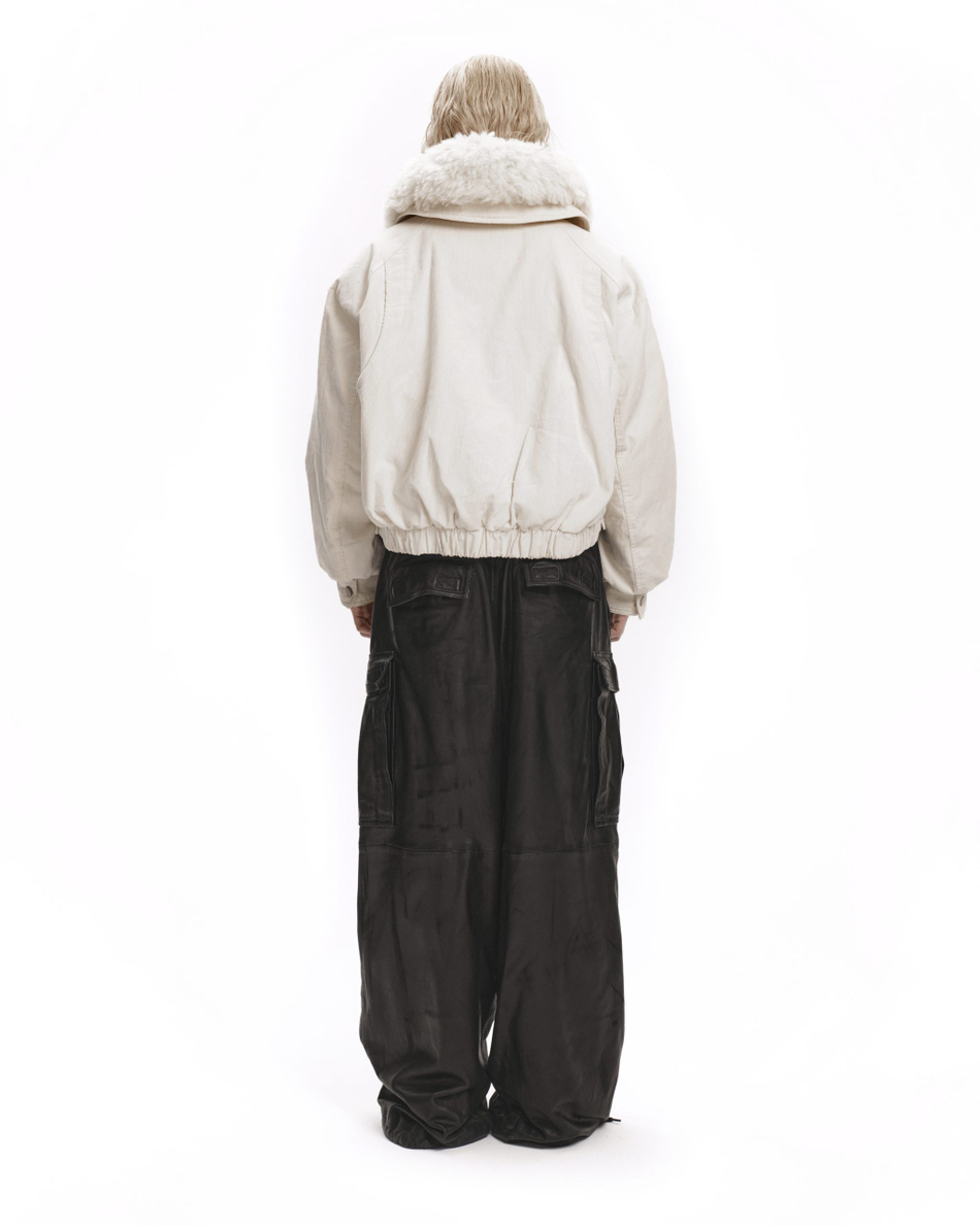 Куртка - бомбер с воротником из овчины