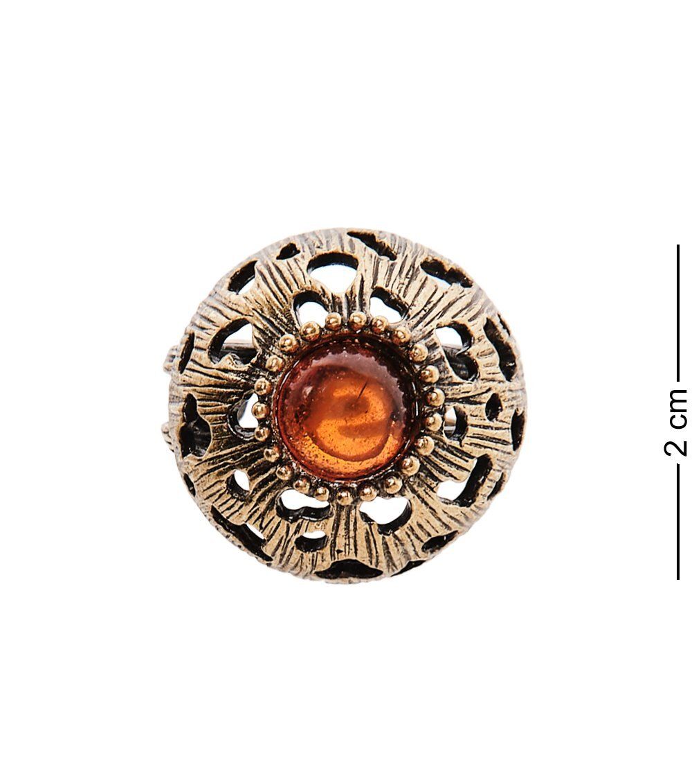 AM-2437 Кольцо «Дождик» (латунь, янтарь)