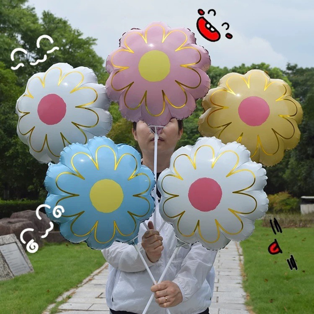 Фольгированный шар-фигура «Цветок-ромашка», 53 см