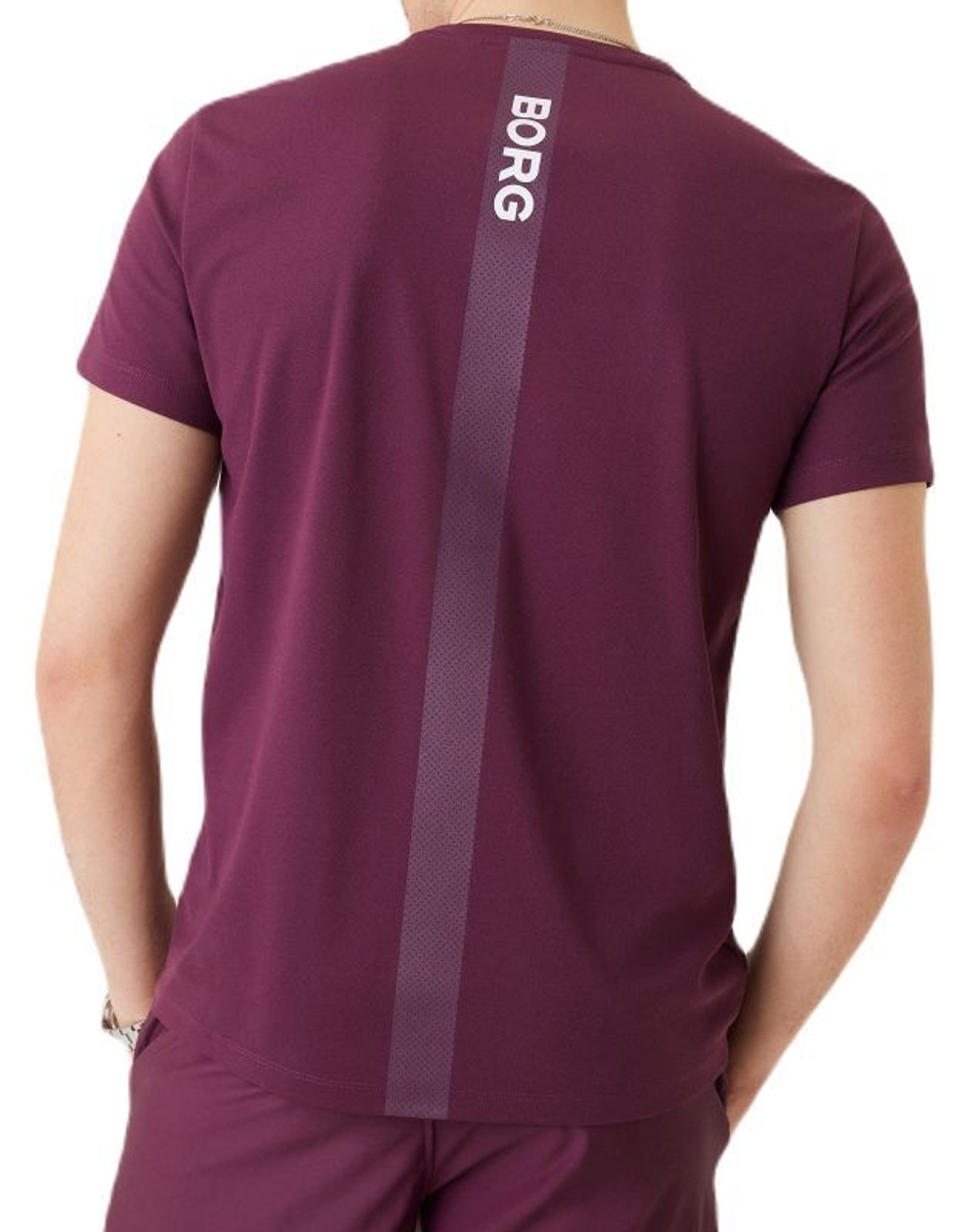 Мужская теннисная футболка Björn Borg Ace T-shirt Stripe - grape wine