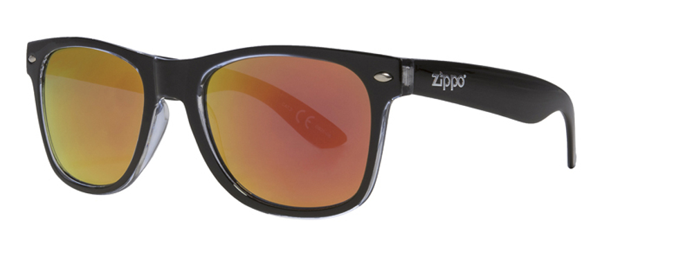 Стильные фирменные высококачественные американские мужские солнцезащитные очки чёрные из поликарбоната с коричневыми стёклами Zippo OB21-06 в мешочке и коробке