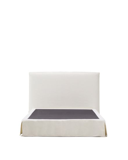 Кровать Jaira из белого шенилла со съемным чехлом для матраса 150x190 см