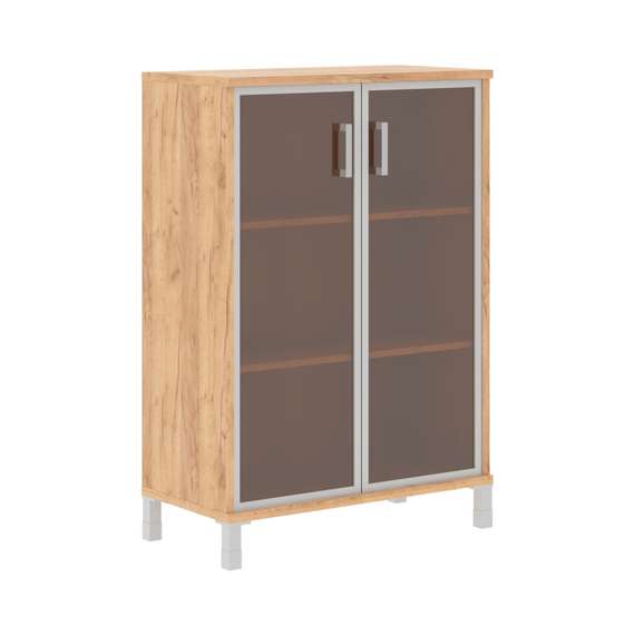 Шкаф средний со стеклянными дверьми в AL-рамке B 420.7  900х450х1286 BORN