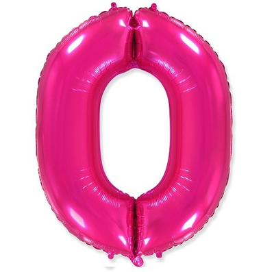Шар фольга Цифра 0 Fuchsia Фуксия 102 см с гелием
