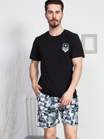 Мужской комплект с контрастными шортами (Размер: M) (Цвет: черный)