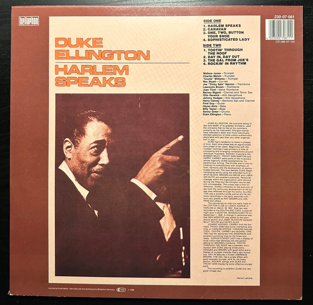 Duke Ellington - Harlem Speaks (Германия 1988г.)