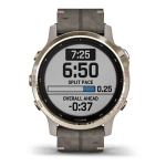 Спортивные наручные часы Garmin Fenix 6s Pro Solar золотистый с серым замшевым ремешком 010-02409-26