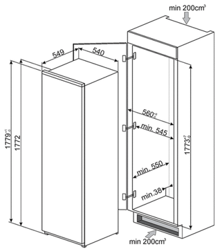 Встраиваемый морозильник Smeg S7220FND2P