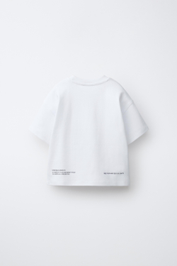 ZARA ФУТБОЛКА ИЗ ИНТЕРЛОКА С ПРИНТОМ, ЖЕЛТОВАТО-БЕЛЫЙ
