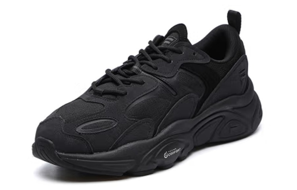 FILA Mars 2 round head lace-up non-slip wear-resistant low-cut sports casual shoes men's black