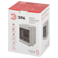 Корпус пластиковый навесной ЭРА SIMPLE КМПн-5 IP65 серый