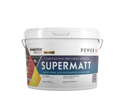 Краска акриловая матовая высокоукрывистая база "А" (9л/13.5кг) SuperMatt FARBITEX PROFI
