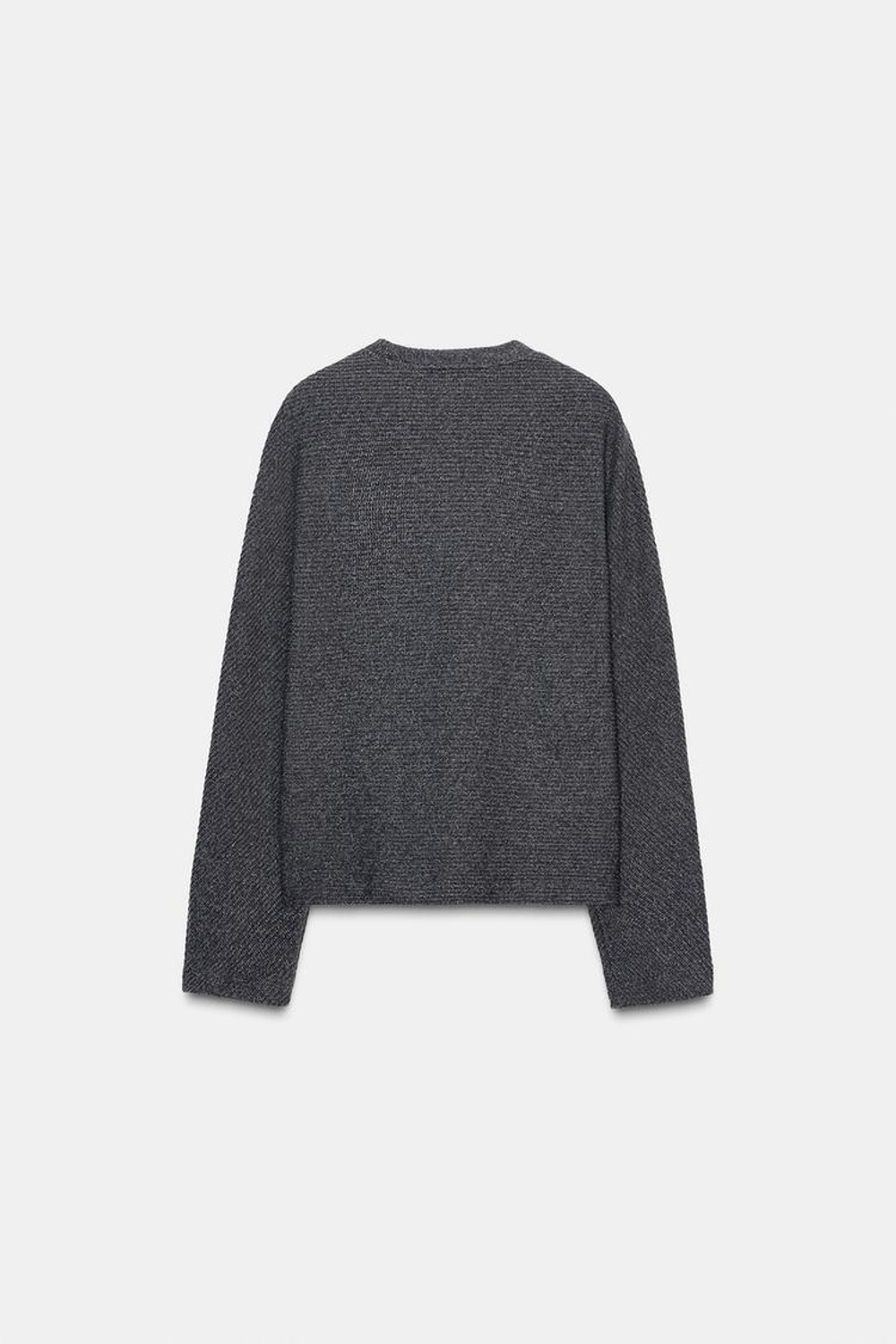 ZARA МЯГКАЯ ТОЛСТОВКА С ДЛИННЫМ РУКАВОМ, СЕРЫЙ МЕЛАНЖ