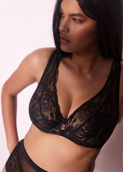 Бюстгальтер-бралетт Frozen Black из кружева с эффектом мерцания (Размер: 90C) (Цвет: черный)