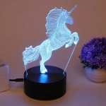 Светильник ночник «3D-Волшебный Единорог» на пластиковой подставке, с включателем USB