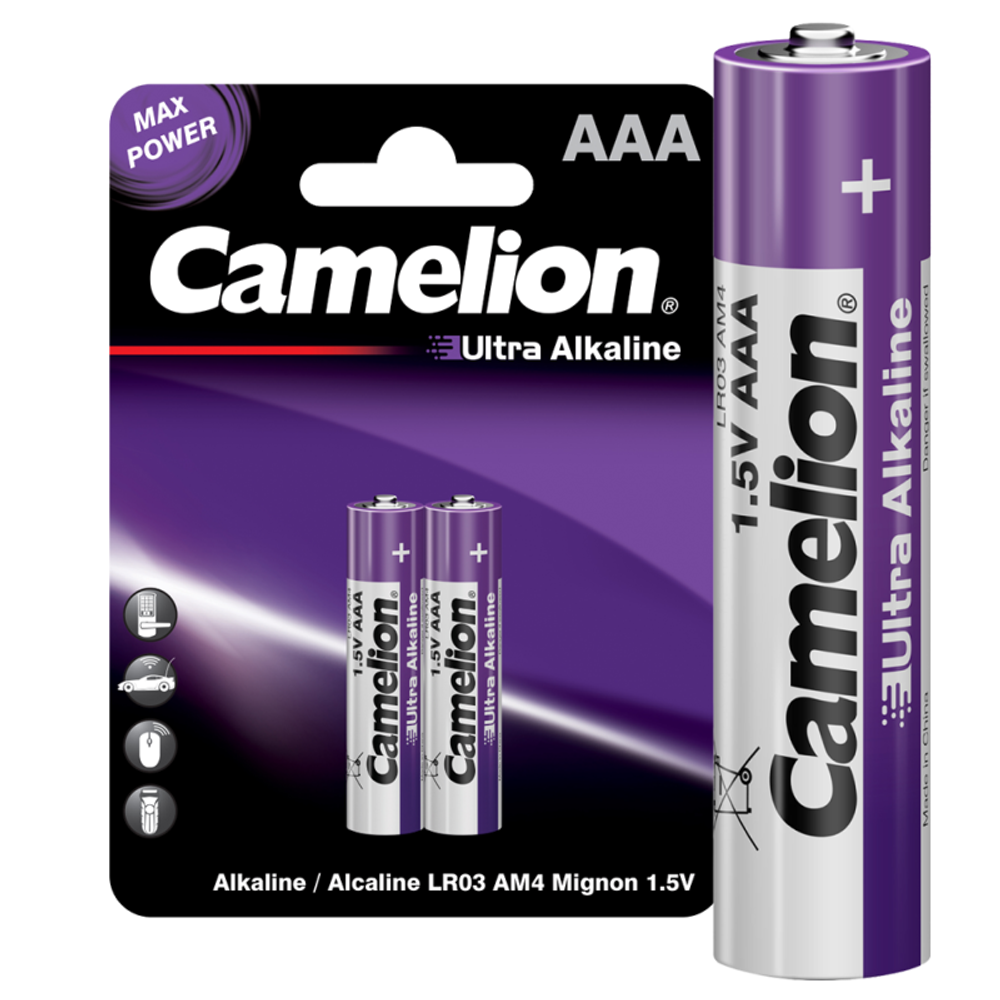 Элемент питания алкалиновый AAA/LR03 1.5В Ultra BL-2 (уп.2шт) Camelion 14983