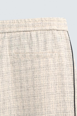 ZARA БРЮКИ-ДЖОГГЕРЫ С КОНТРАСТНЫМИ ЛАМПАСАМИ, ЭКРЮ