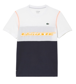 Мужская теннисная футболка Lacoste SPORT x Daniil Medvedev Jersey T-Shirt - white/blue/orange