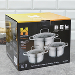 Набор кастрюль 3 предмета (2л, 2,8л, 3,7л) нерж, индукция, НМ 54221