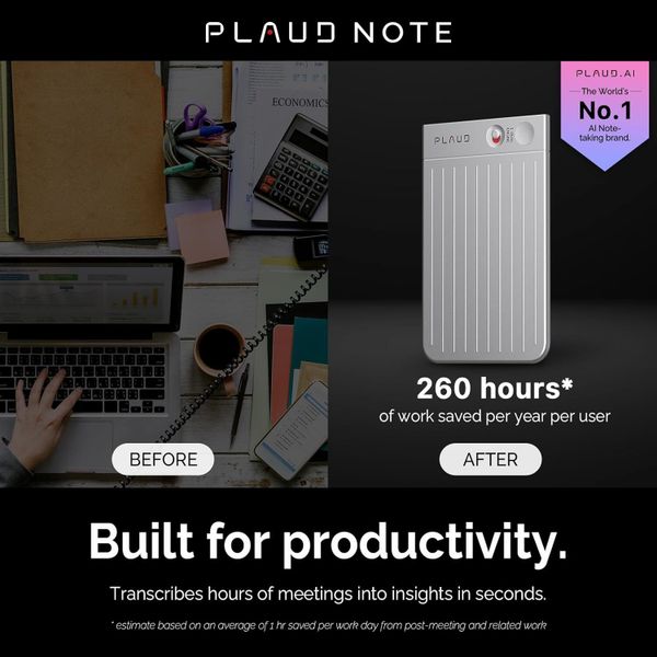 Цифровой диктофон Plaud Note с поддержкой ChatGPT, Серебристый | Silver