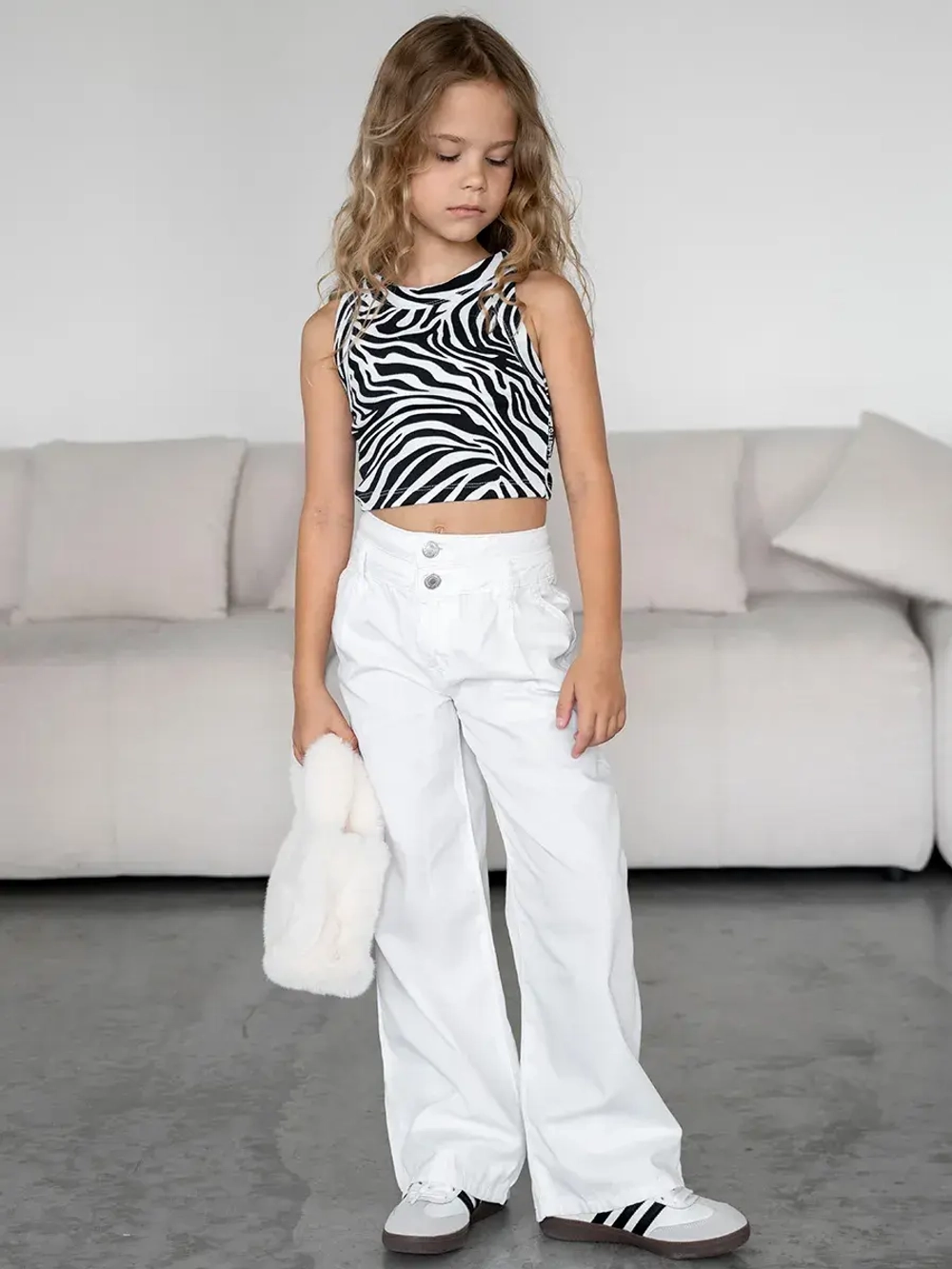 Летний кроп топ трикотажный детский